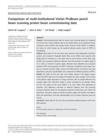 Comparison Of Multi‐institutional Varian ProBeam Pencil Beam Scanning .