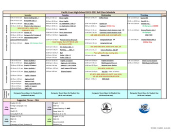 Pacific Coast High School 2021-2022 Fall Class Schedule