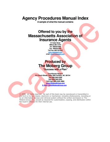 Agency Procedures Manual Index Sample - Massagent 