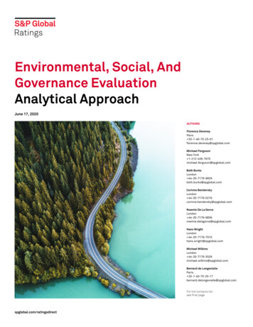 Environmental, Social, And Governance Evaluation . - S&P Global