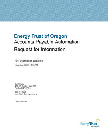 Energy Trust Of Oregon Accounts Payable Automation Request For Information