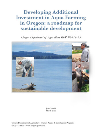Developing Additional Investment In Aqua Farming In Oregon: A Roadmap .