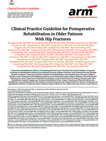 Clinical Practice Guideline For Postoperative Rehabilitation . - E (ARM