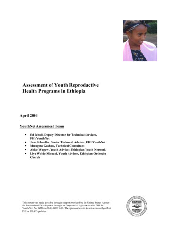 Assessment Of Youth Reproductive Health Programs In Ethiopia