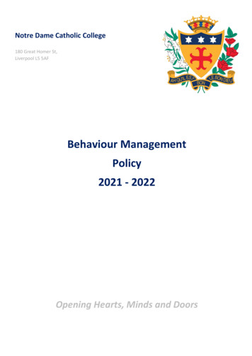 Behaviour Management Policy 2021 - 2022