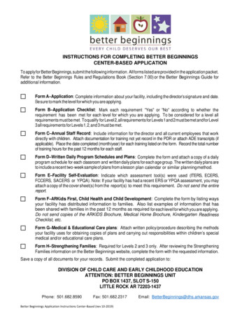 Instructions For Completing Better Beginnings Center-based Application