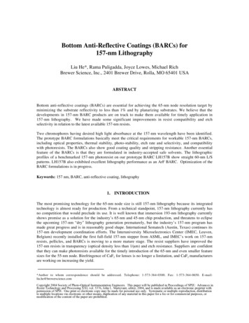 Bottom Anti-Reflective Coatings (BARCs) For 157-nm Lithography
