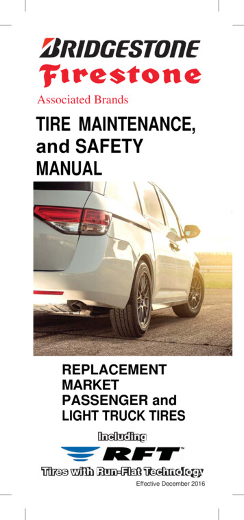 Associated Brands TIRE MAINTENANCE, And SAFETY MANUAL - Bridgestone Tire
