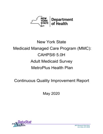Metroplus CAHPS 5.0H Adult Medicaid Health Plan Survey (2020)