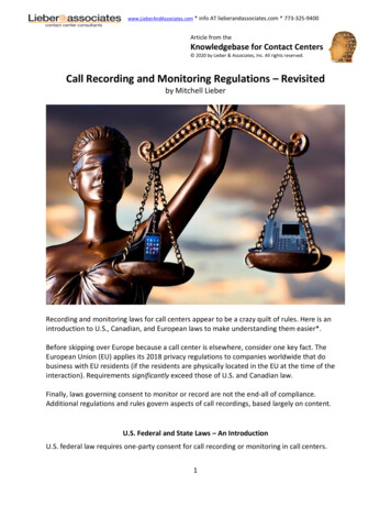 Call Recording And Monitoring Regulations Revisited