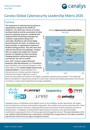 Canalys Global Cybersecurity Leadership Matrix 2020 - ESET