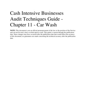 Cash Intensive Businesses Audit Techniques Guide - Chapter 11 - Car Wash