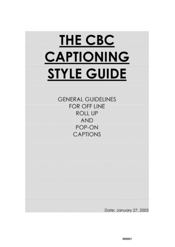 The CBC Captioning Style Guide - Joe Clark