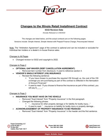 Changes To The Illinois Retail Installment Contract - Frazer Update