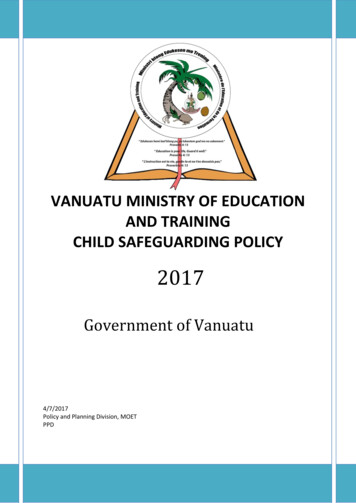 VANUATU MINISTRY OF EDUCATION AND TRAINING CHILD SAFEGUARDING POLICY - Gov
