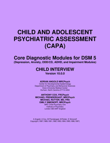 CHILD AND ADOLESCENT PSYCHIATRIC ASSESSMENT (CAPA) - Duke University