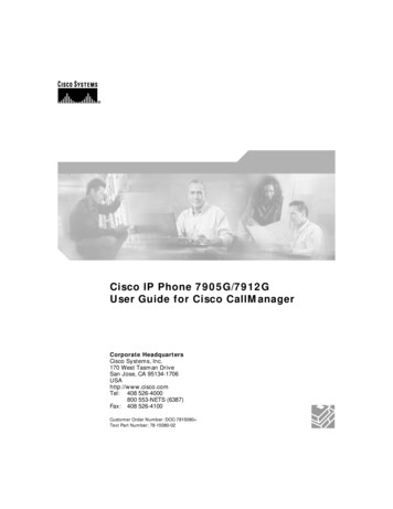 Cisco IP Phone 7905G/7912G User Guide For Cisco CallManager