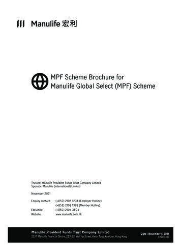 MPF Scheme Brochure For Manulife Global Select (MPF) Scheme