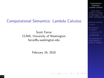 Computational Semantics: Lambda Calculus