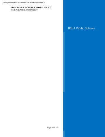 Corporate Card Policy - IDEA Public Schools