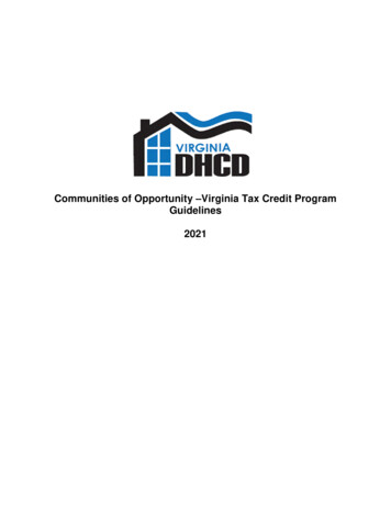 Communities Of Opportunity Virginia Tax Credit Program Guidelines 2021