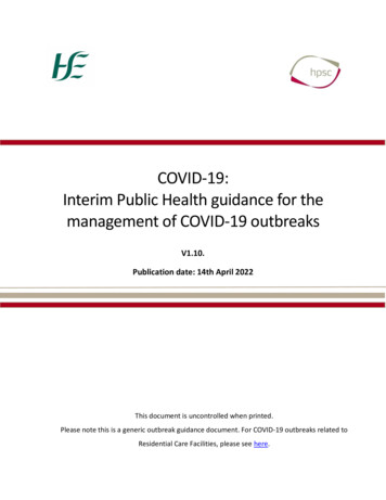 COVID-19: Interim Public Health Guidance For The Management Of COVID-19 .