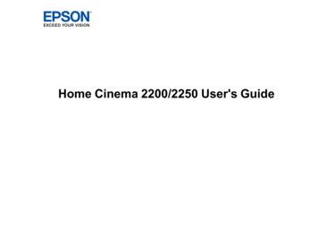 Home Cinema 2200/2250 User's Guide