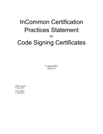 InCommon Certification Practices Statement