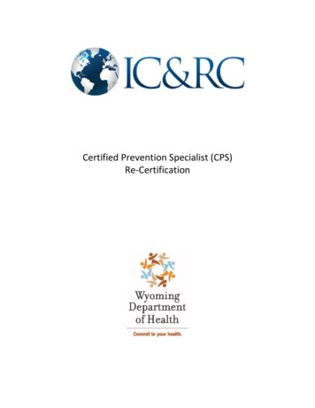 Certified Prevention Specialist (CPS) Re-Certification