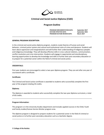 Criminal And Social Justice Diploma (CSJD) Program Outline