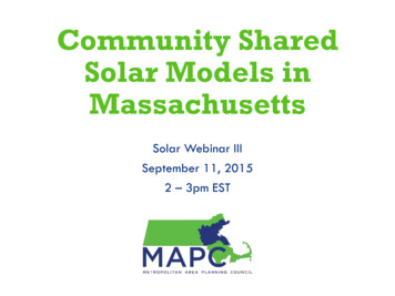 Community Shared Solar Models In Massachusetts - MAPC