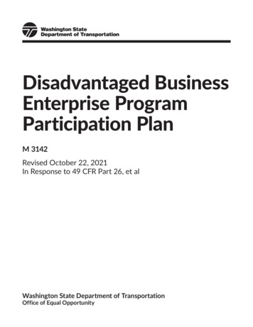 DBE Participation Plan - Washington State Department Of Transportation