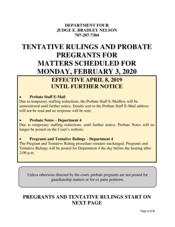 Tentative Rulings And Probate Pregrants For Matters Scheduled For .