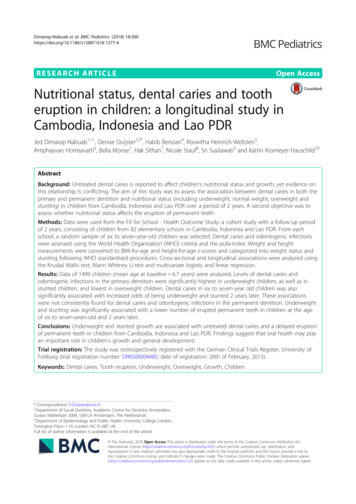 RESEARCH ARTICLE Open Access Nutritional Status . - Fit For School