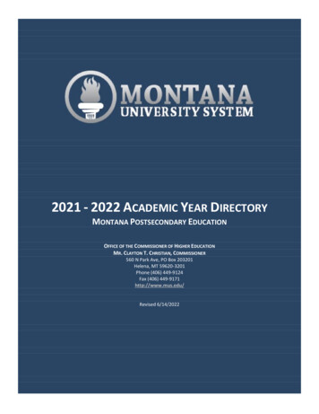 Montana Postsecondary Education Directory - MUS