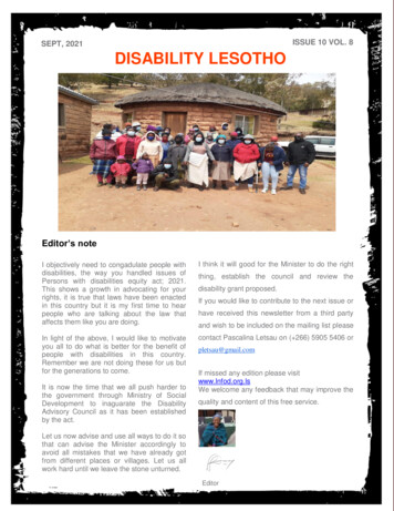 ISSUE 10 VOL. 8 DISABILITY LESOTHO - Lnfod .ls