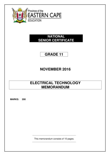 Grade 11 November 2016 Electrical Technology Memorandum