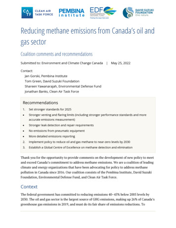 Reducing Methane Emissions From Canada's Oil And Gas Sector