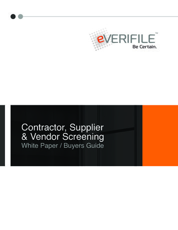 Contractor, Supplier & Vendor Screening