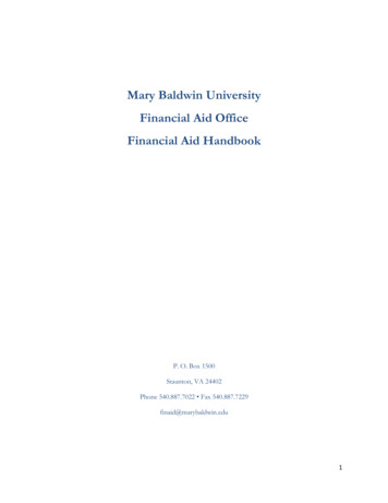 Mary Baldwin University Financial Aid Office Financial Aid Handbook