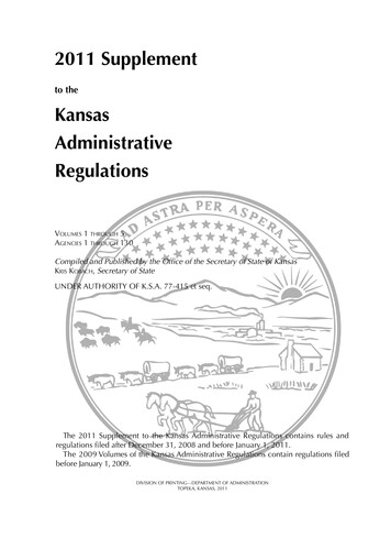 Administrative Regulations - Kansas Secretary Of State