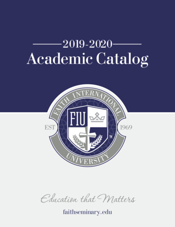 2019-2020 Academic Catalog - Faith International University & Seminary