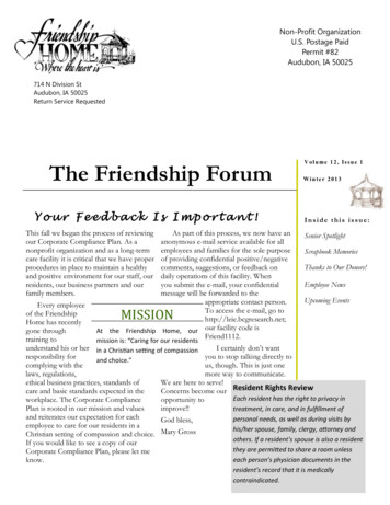 The Friendship Forum Volume 12, Issue 1