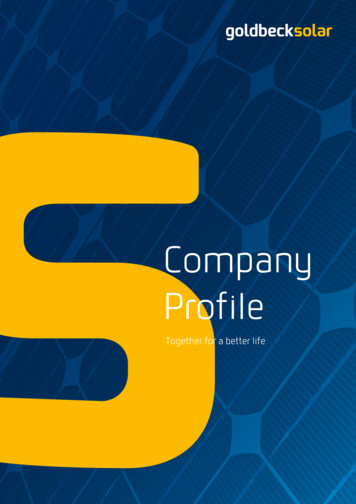 Company Profile - Goldbeck Solar GmbH