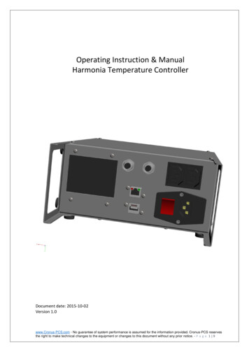 Operating Instruction & Manual Harmonia Temperature Controller
