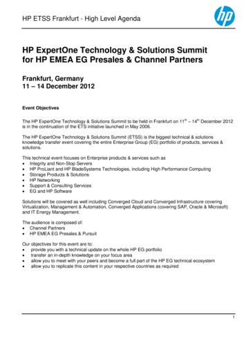 HP ExpertOne Technology & Solutions Summit For HP EMEA EG Presales .
