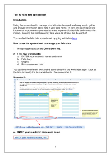 Tool 19 Falls Data Spreadsheet Introduction - Care Inspectorate