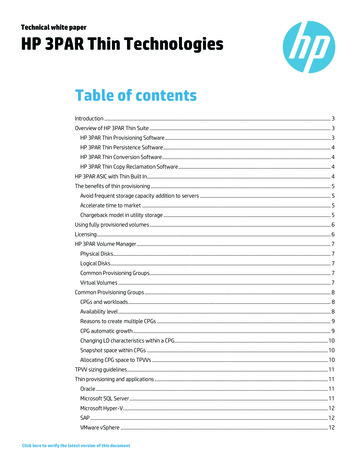 HP 3PAR Thin Technologies- Technical White Paper