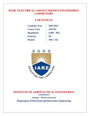 Basic Electrical And Elctronics Engineering Laboratory Lab Manual - Iare