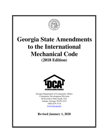 Georgia State Amendments To The International Mechanical Code
